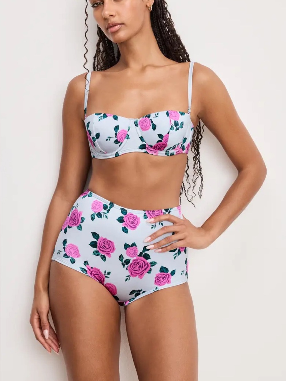 Bikini bottowith Pink Rose Print